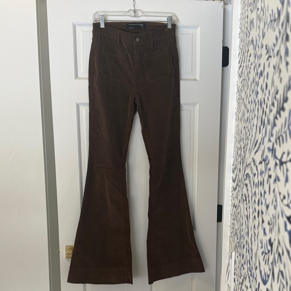 Veronica Beard Chocolate Flare Jeans Sheridan exaggerated flare